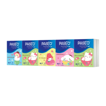 PASEO Elegant Facial Sanrio Characters Hanky Compact 10 Packs 8’s