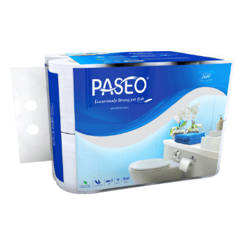 PASEO Elegant Toilet Core Non Emboss 12 Rolls 300’s
