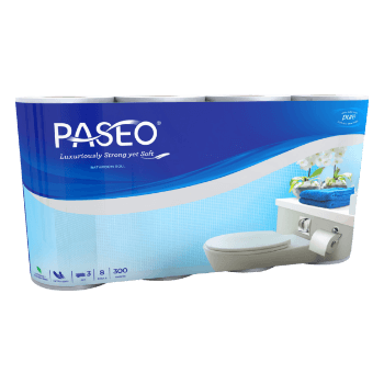 PASEO Elegant Toilet Core Non Emboss 8 Rolls 300’s