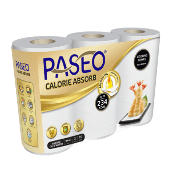 PASEO Calorie Absorb Towel Roll White Emboss 3 Rolls 70’s (Calorie Absorb)