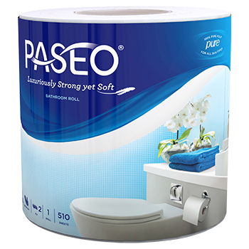 PASEO Elegant Bathroom Roll Core Non Emboss 1 Roll 510's 2 Ply